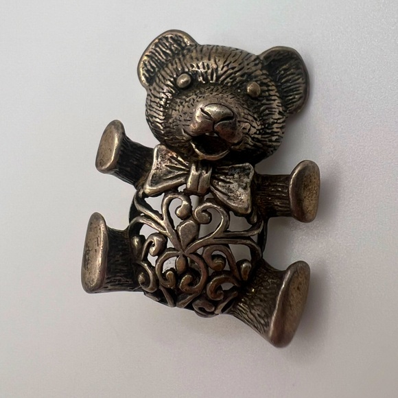 Sterling Silver 925 Teddy Bear Brooch Pin - Picture 2 of 3